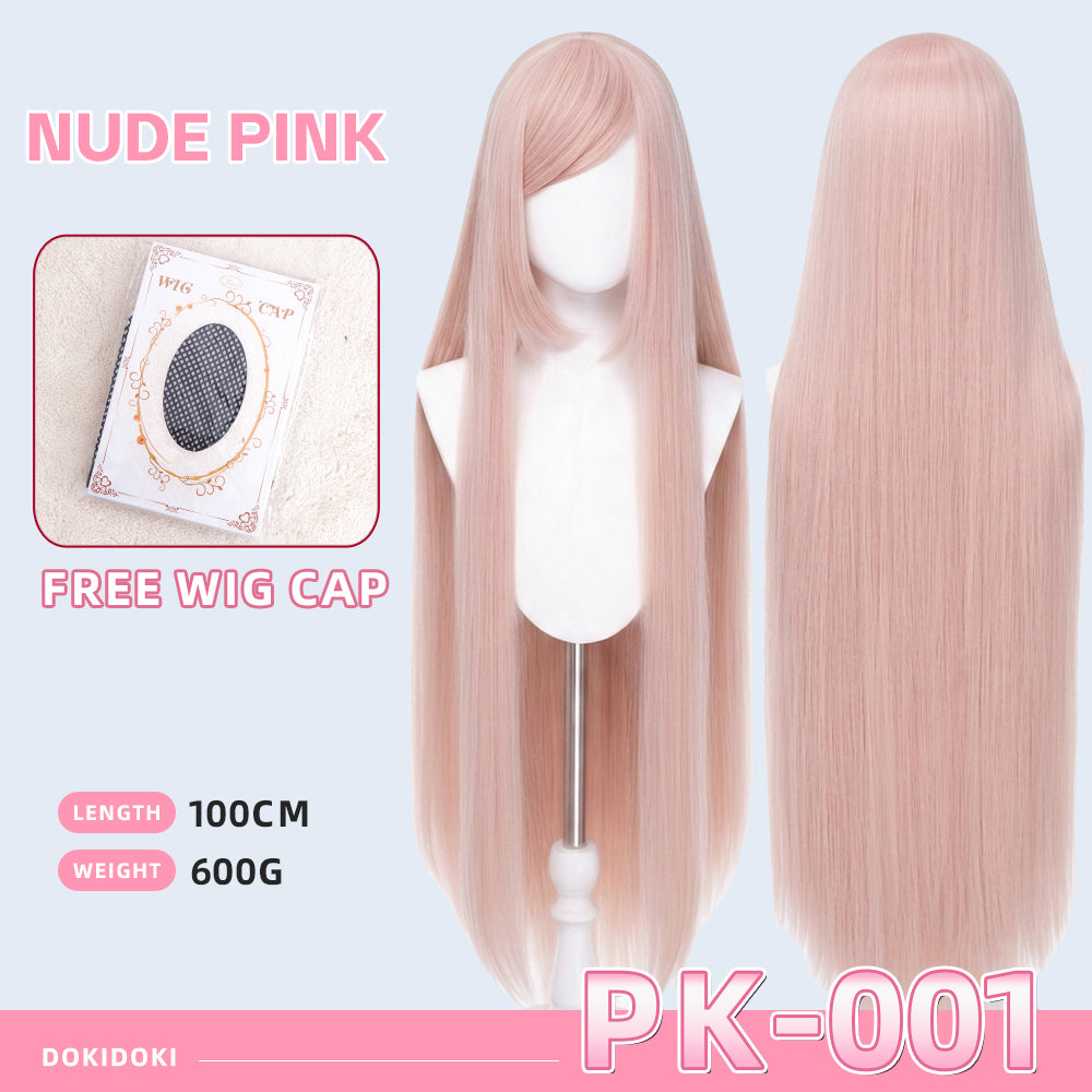 【Ready For Ship】【Pink】DokiDoki Cosplay Wig Basic Wig Long Straight Pink 100 CM Hair Wig Base