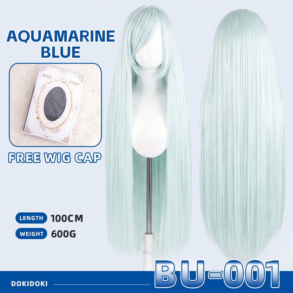 【Partially Ready For Ship】【Blue】DokiDoki Cosplay Wig Basic Wig Long Straight Blue 100 CM Hair Wig Base