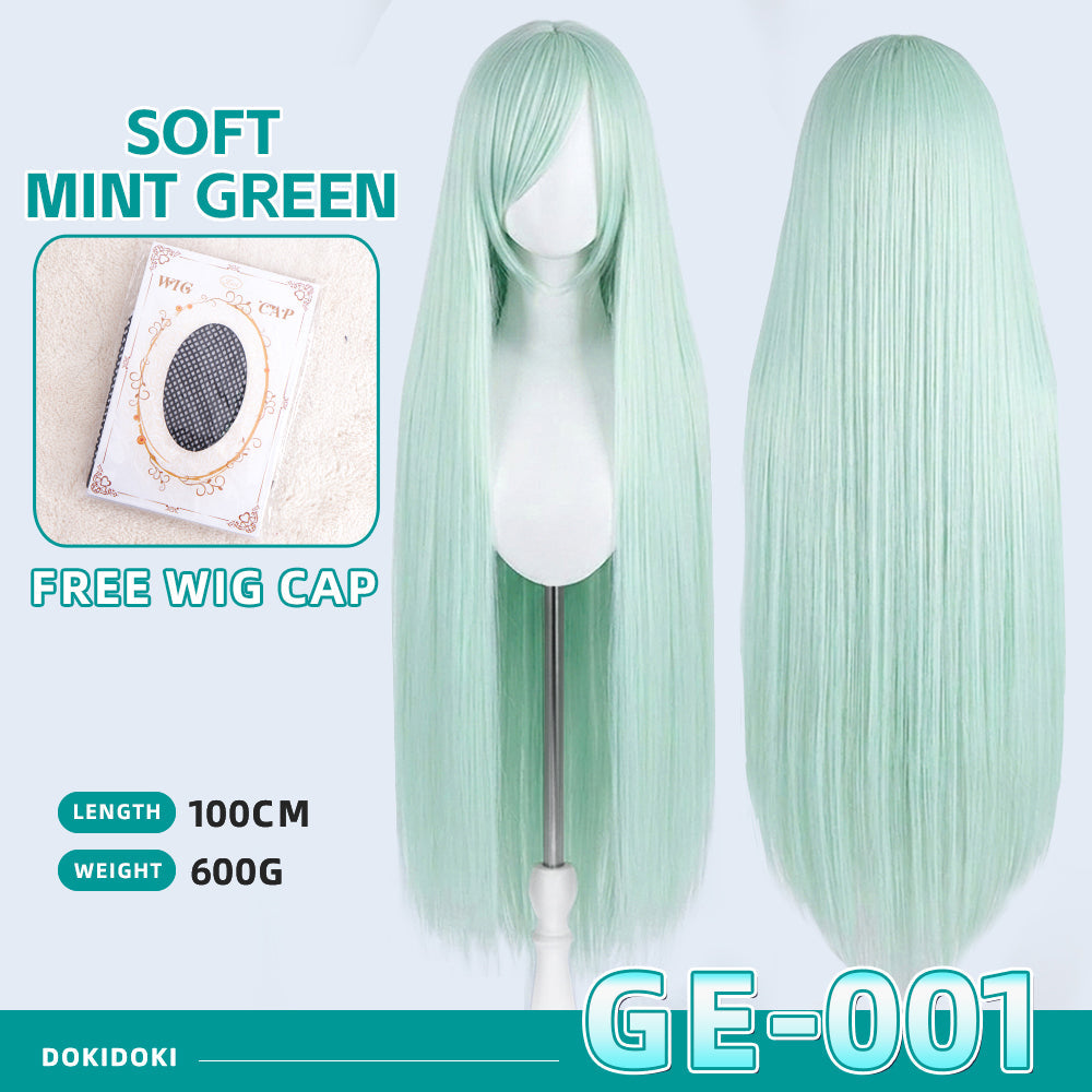 【Partially Ready For Ship】【Green】DokiDoki Cosplay Wig Basic Wig Long Straight Green 100 CM Hair Wig Base