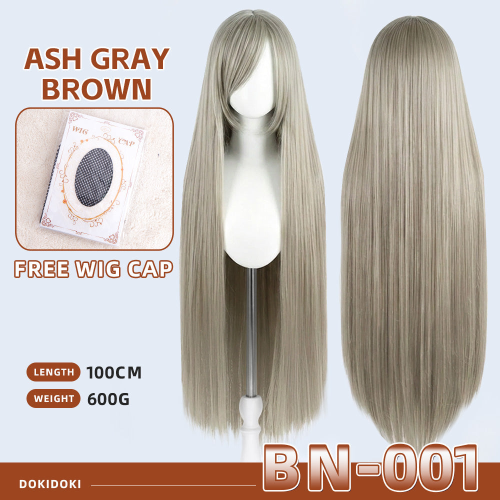 【Partially Ready For Ship】【Brown】DokiDoki Cosplay Wig Basic Wig Long Straight Brown 100 CM Hair Wig Base