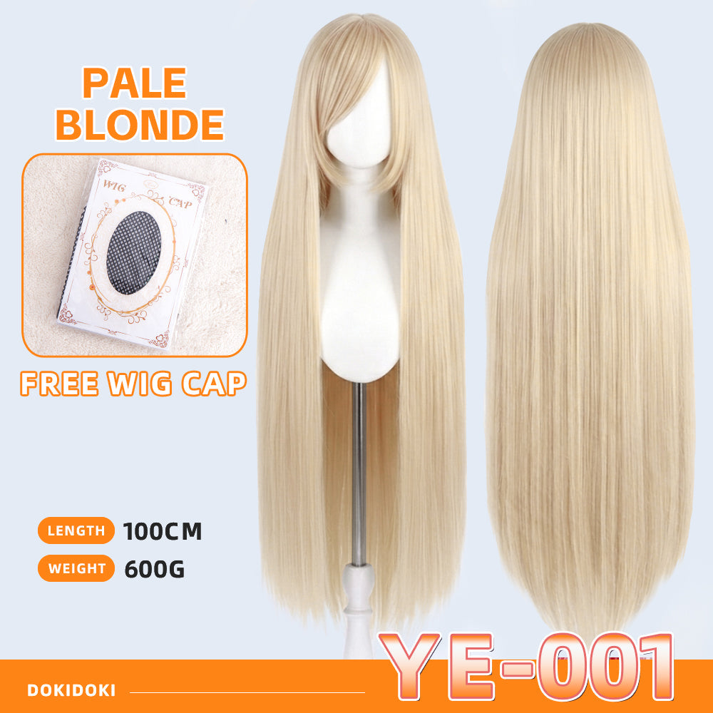 【Partially Ready For Ship】【Yellow】DokiDoki Cosplay Wig Basic Wig Long Straight Yellow 100 CM Hair Wig Base