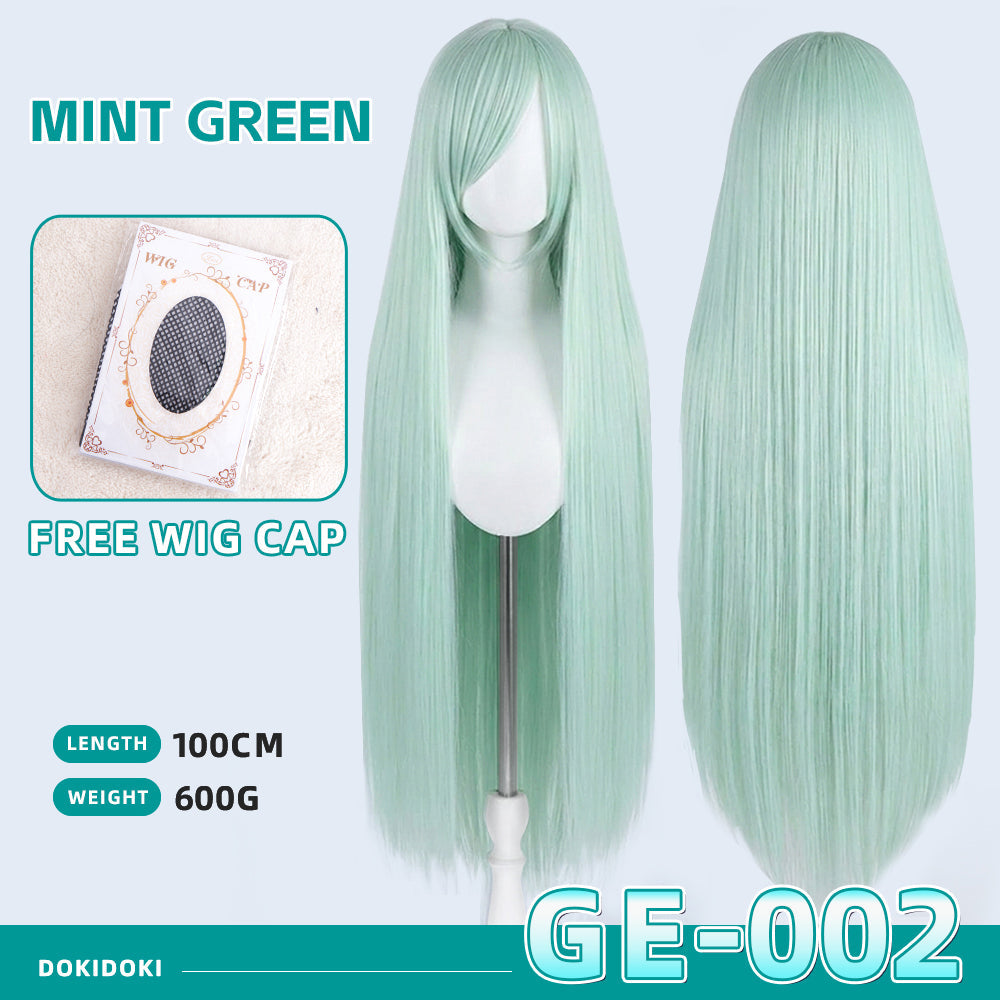 【Partially Ready For Ship】【Green】DokiDoki Cosplay Wig Basic Wig Long Straight Green 100 CM Hair Wig Base