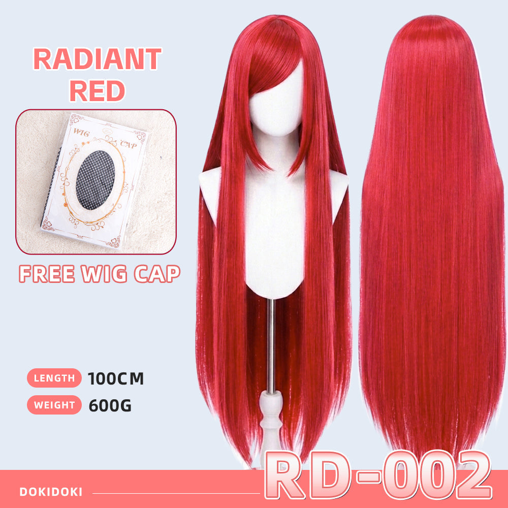 【Partial Ready For Ship】【Red】DokiDoki Cosplay Wig Basic Wig Long Straight Red 100 CM Hair Wig Base