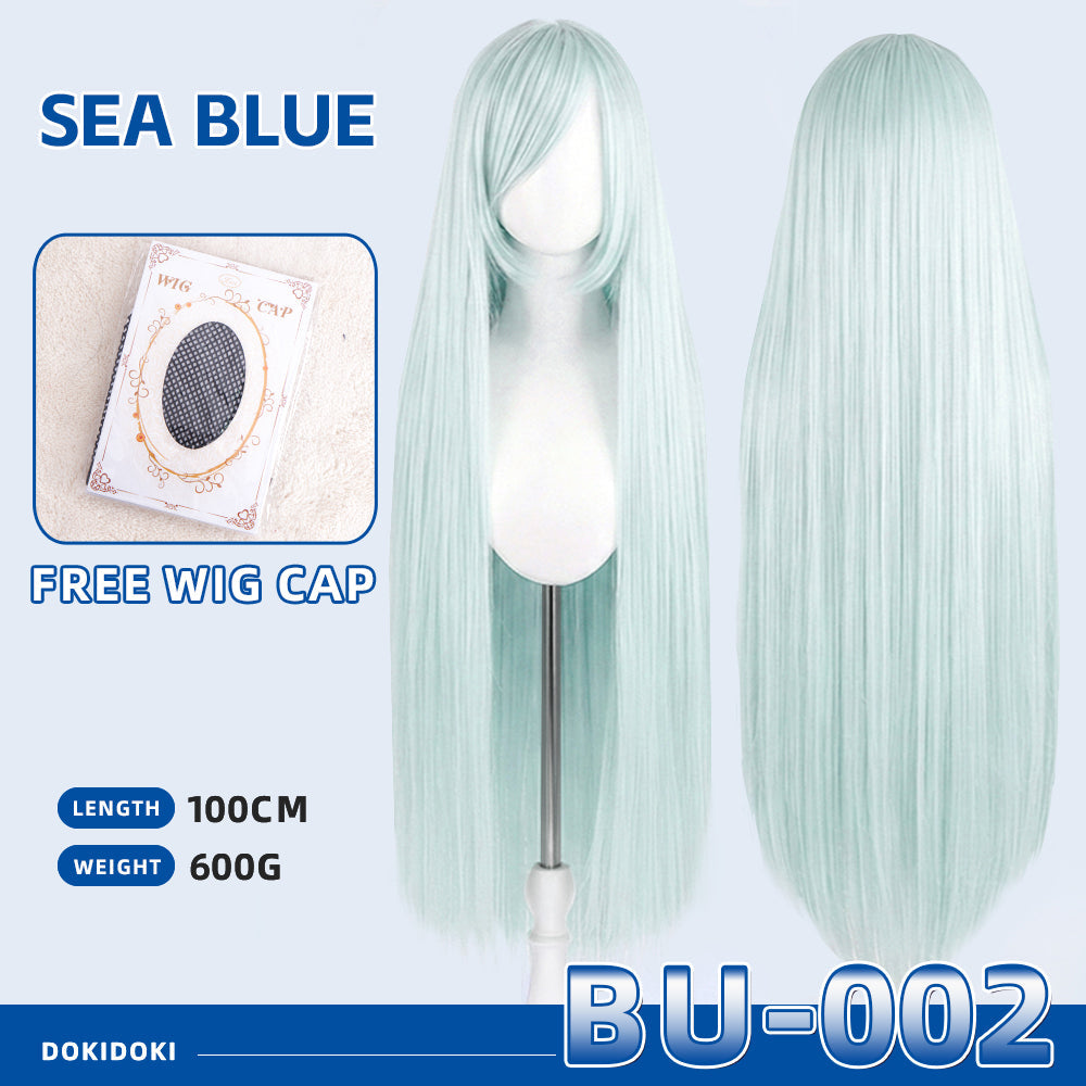 【Partially Ready For Ship】【Blue】DokiDoki Cosplay Wig Basic Wig Long Straight Blue 100 CM Hair Wig Base