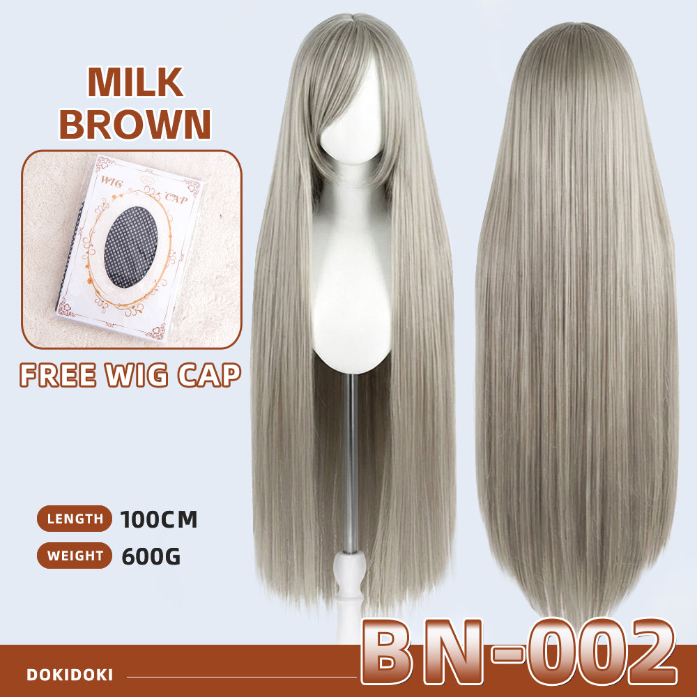 【Partially Ready For Ship】【Brown】DokiDoki Cosplay Wig Basic Wig Long Straight Brown 100 CM Hair Wig Base