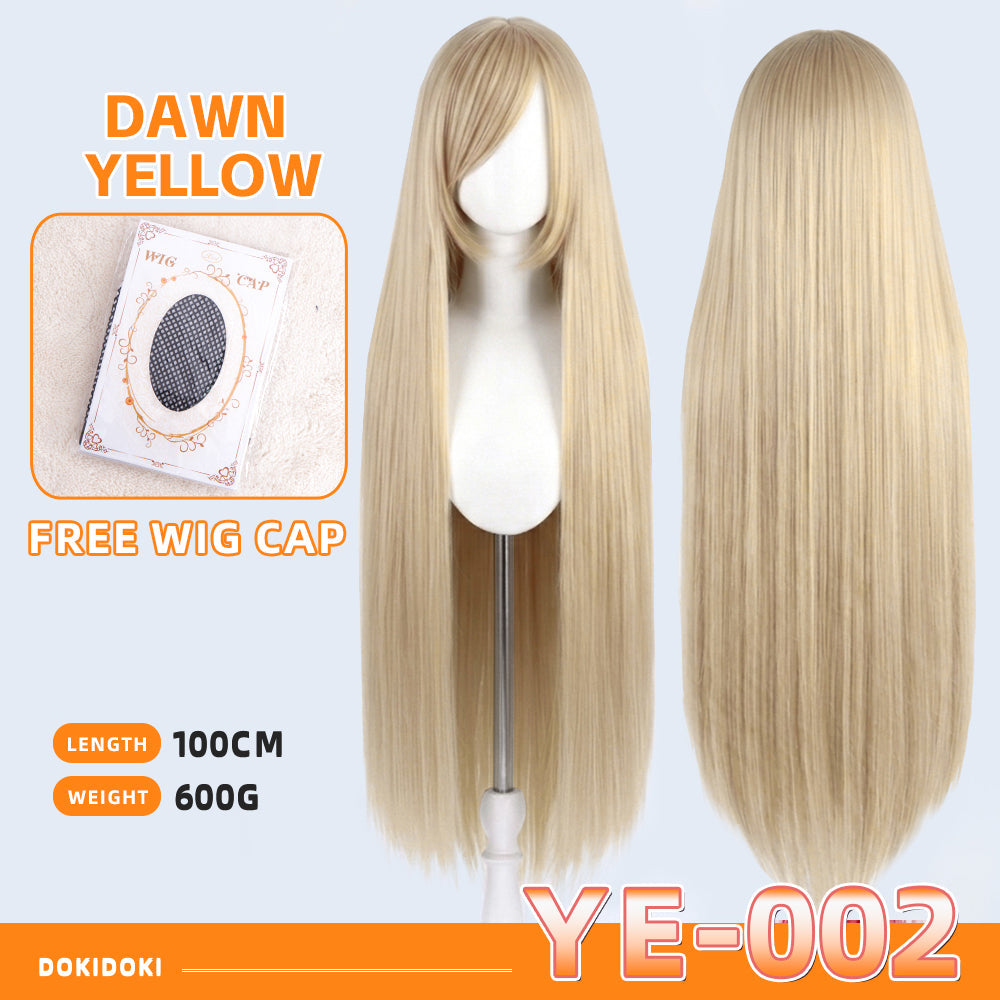 【Partially Ready For Ship】【Yellow】DokiDoki Cosplay Wig Basic Wig Long Straight Yellow 100 CM Hair Wig Base