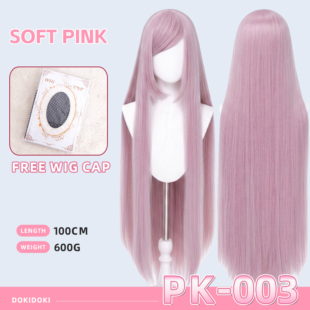 【Ready For Ship】【Pink】DokiDoki Cosplay Wig Basic Wig Long Straight Pink 100 CM Hair Wig Base