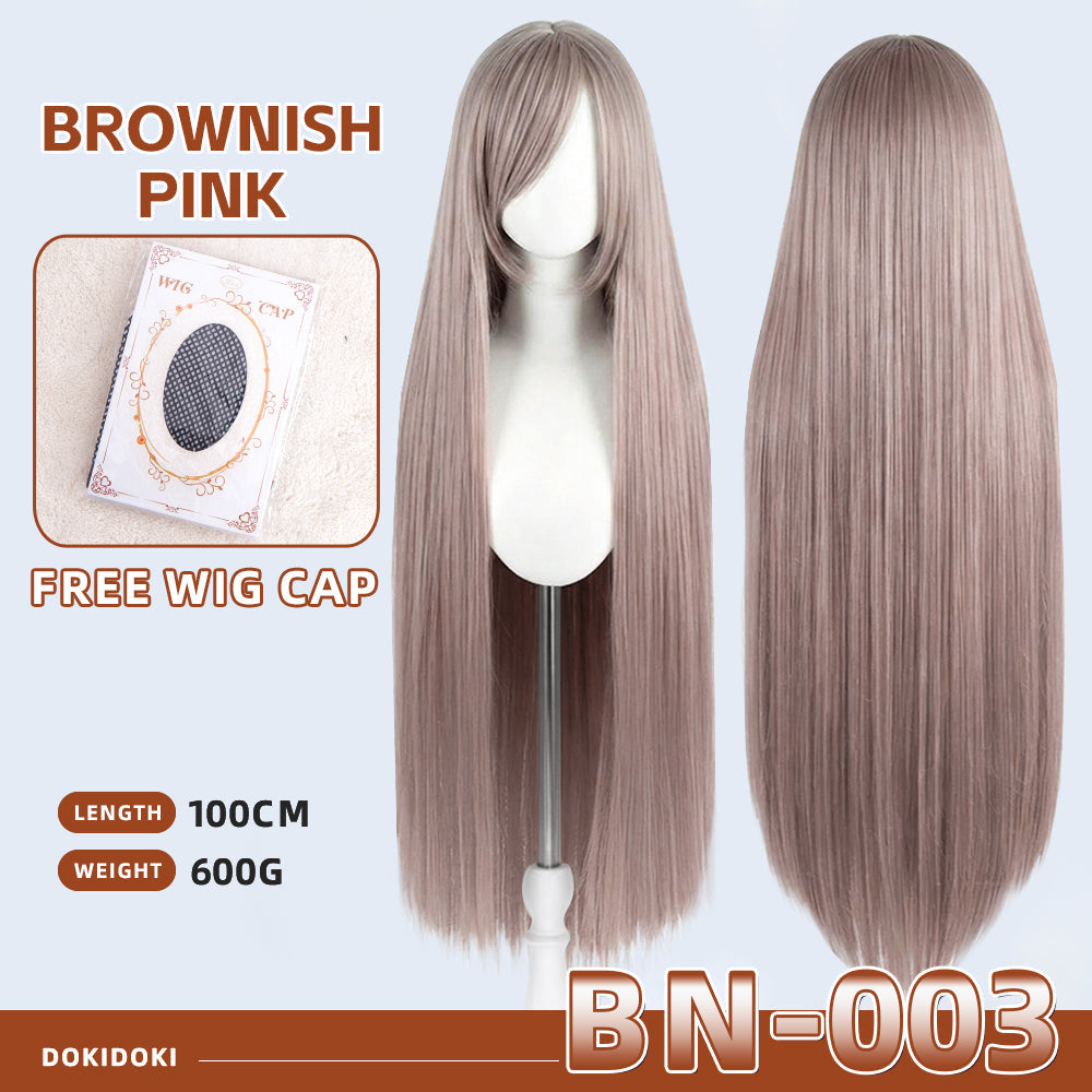 【Partially Ready For Ship】【Brown】DokiDoki Cosplay Wig Basic Wig Long Straight Brown 100 CM Hair Wig Base