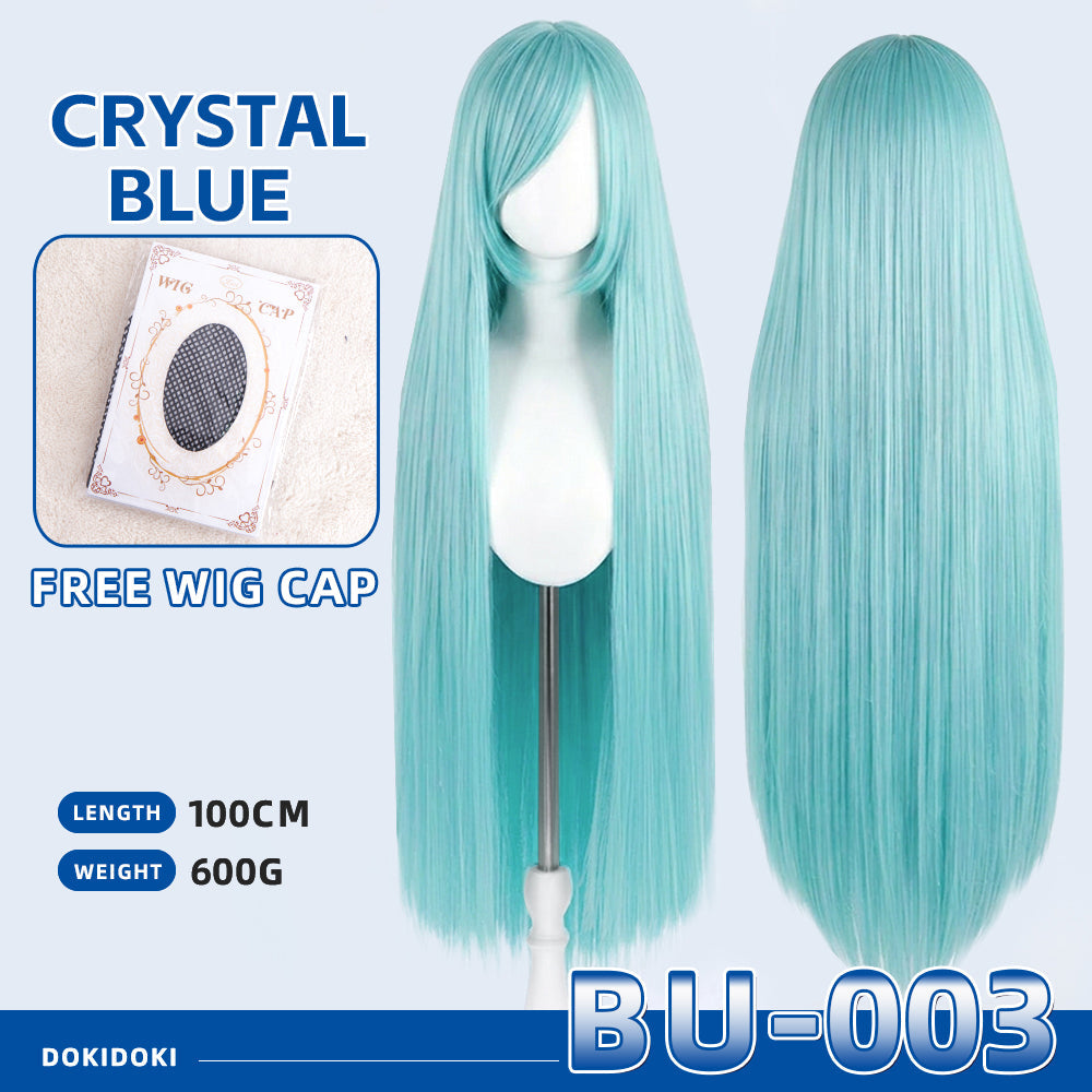 【Partially Ready For Ship】【Blue】DokiDoki Cosplay Wig Basic Wig Long Straight Blue 100 CM Hair Wig Base