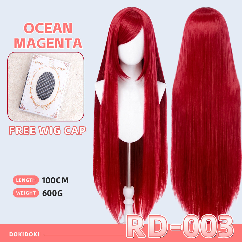 【Partial Ready For Ship】【Red】DokiDoki Cosplay Wig Basic Wig Long Straight Red 100 CM Hair Wig Base