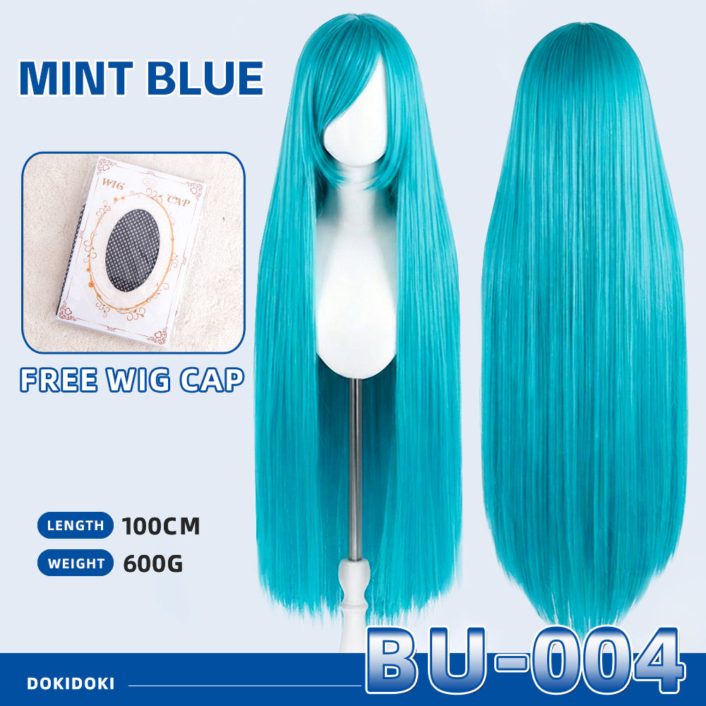 【Partially Ready For Ship】【Blue】DokiDoki Cosplay Wig Basic Wig Long Straight Blue 100 CM Hair Wig Base