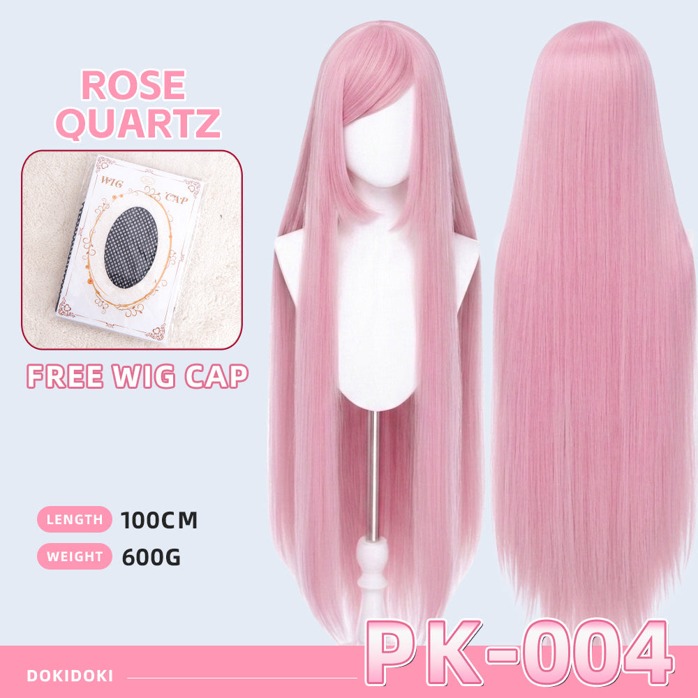 【Ready For Ship】【Pink】DokiDoki Cosplay Wig Basic Wig Long Straight Pink 100 CM Hair Wig Base