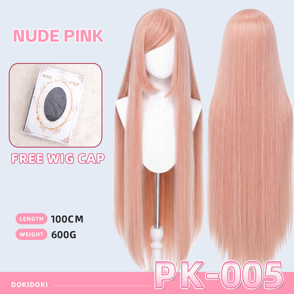 【Ready For Ship】【Pink】DokiDoki Cosplay Wig Basic Wig Long Straight Pink 100 CM Hair Wig Base