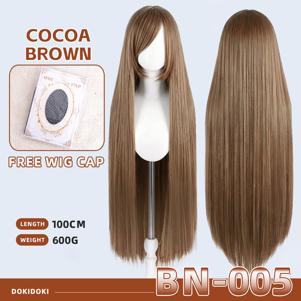 【Partially Ready For Ship】【Brown】DokiDoki Cosplay Wig Basic Wig Long Straight Brown 100 CM Hair Wig Base