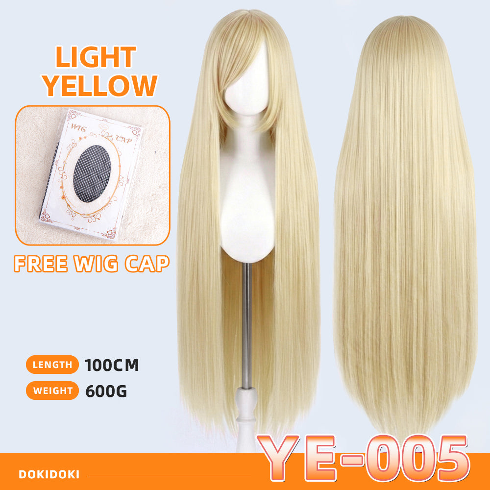 【Partially Ready For Ship】【Yellow】DokiDoki Cosplay Wig Basic Wig Long Straight Yellow 100 CM Hair Wig Base