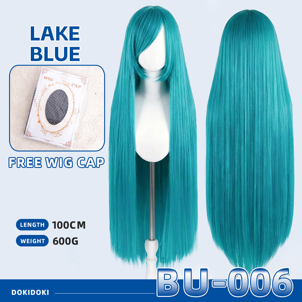 【Partially Ready For Ship】【Blue】DokiDoki Cosplay Wig Basic Wig Long Straight Blue 100 CM Hair Wig Base