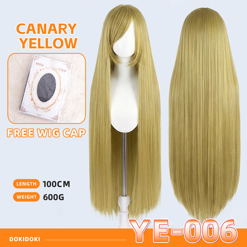 【Partially Ready For Ship】【Yellow】DokiDoki Cosplay Wig Basic Wig Long Straight Yellow 100 CM Hair Wig Base