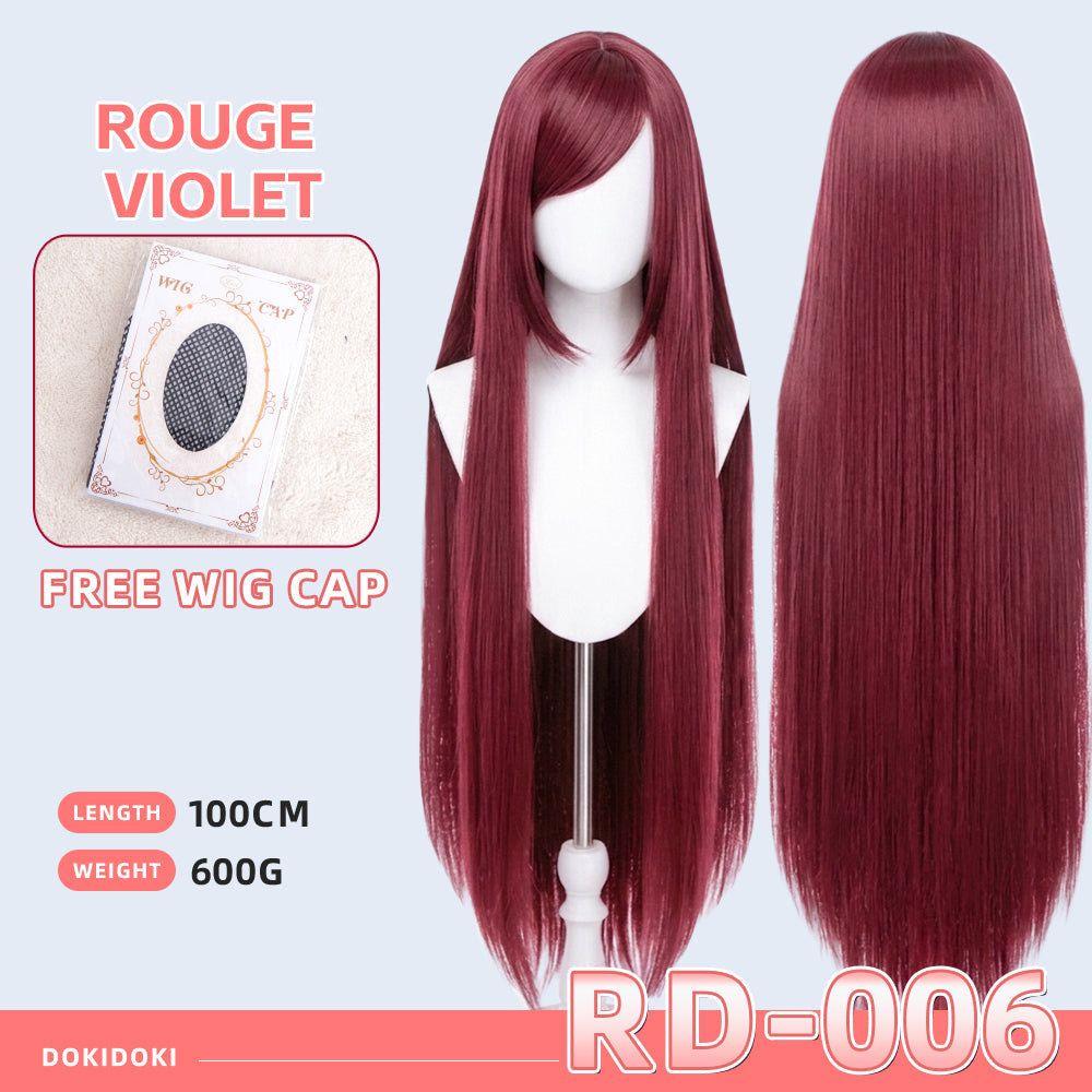 【Partial Ready For Ship】【Red】DokiDoki Cosplay Wig Basic Wig Long Straight Red 100 CM Hair Wig Base