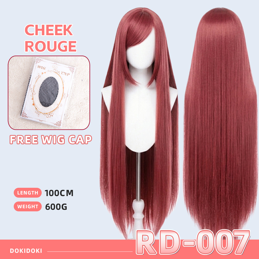 【Partial Ready For Ship】【Red】DokiDoki Cosplay Wig Basic Wig Long Straight Red 100 CM Hair Wig Base