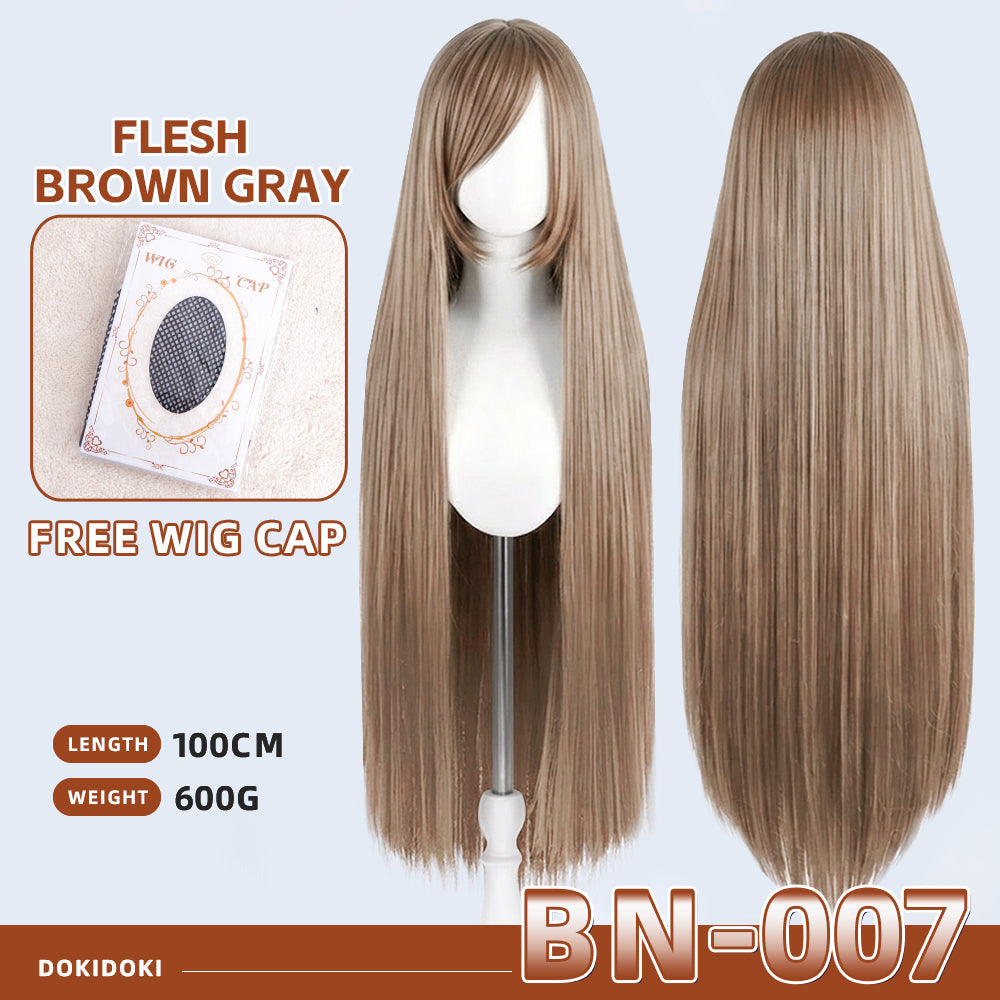 【Partially Ready For Ship】【Brown】DokiDoki Cosplay Wig Basic Wig Long Straight Brown 100 CM Hair Wig Base