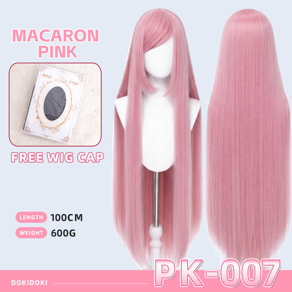 【Ready For Ship】【Pink】DokiDoki Cosplay Wig Basic Wig Long Straight Pink 100 CM Hair Wig Base