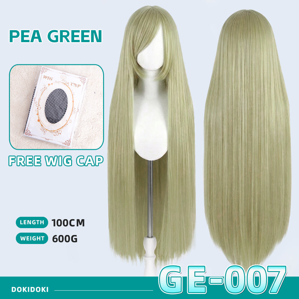 【Partially Ready For Ship】【Green】DokiDoki Cosplay Wig Basic Wig Long Straight Green 100 CM Hair Wig Base