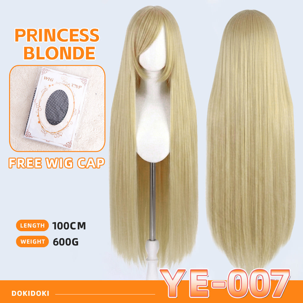 【Partially Ready For Ship】【Yellow】DokiDoki Cosplay Wig Basic Wig Long Straight Yellow 100 CM Hair Wig Base