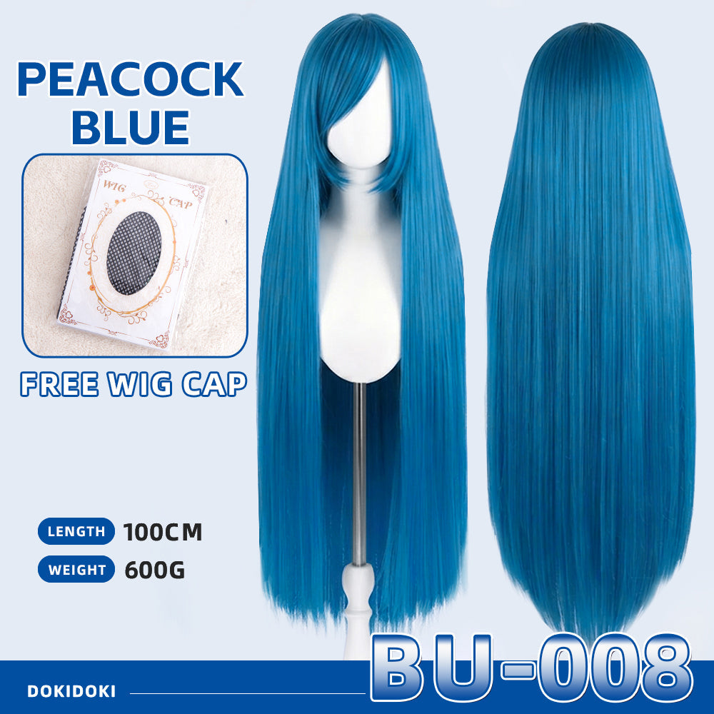 【Partially Ready For Ship】【Blue】DokiDoki Cosplay Wig Basic Wig Long Straight Blue 100 CM Hair Wig Base