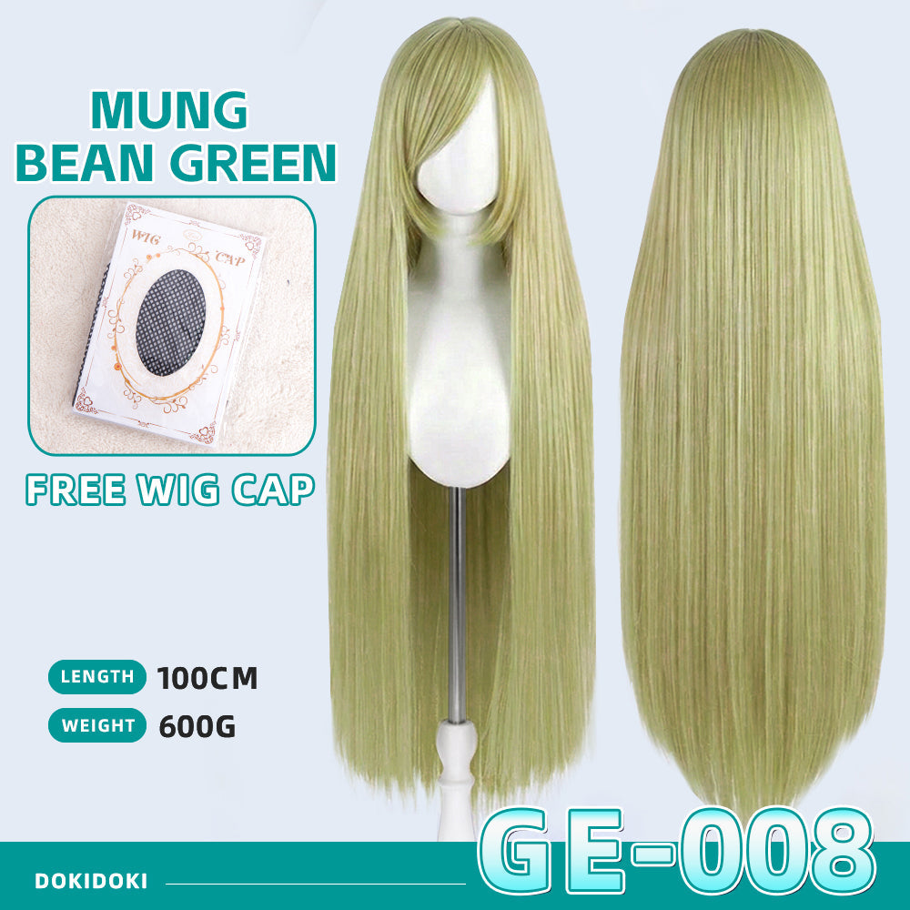 【Partially Ready For Ship】【Green】DokiDoki Cosplay Wig Basic Wig Long Straight Green 100 CM Hair Wig Base