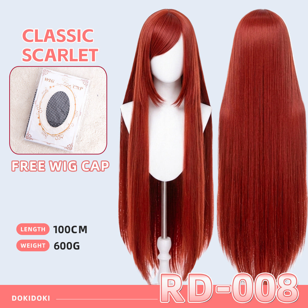 【Partial Ready For Ship】【Red】DokiDoki Cosplay Wig Basic Wig Long Straight Red 100 CM Hair Wig Base