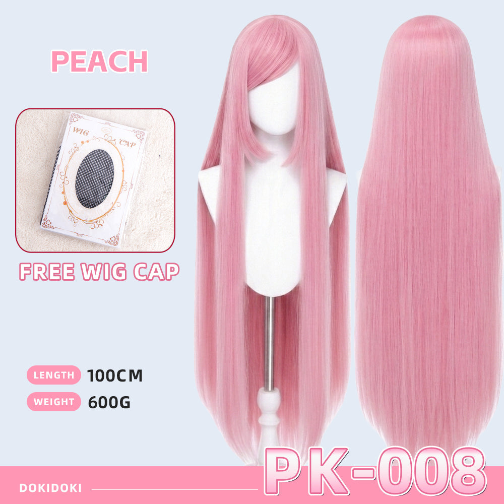 【Ready For Ship】【Pink】DokiDoki Cosplay Wig Basic Wig Long Straight Pink 100 CM Hair Wig Base