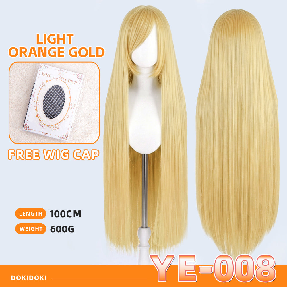 【Partially Ready For Ship】【Yellow】DokiDoki Cosplay Wig Basic Wig Long Straight Yellow 100 CM Hair Wig Base