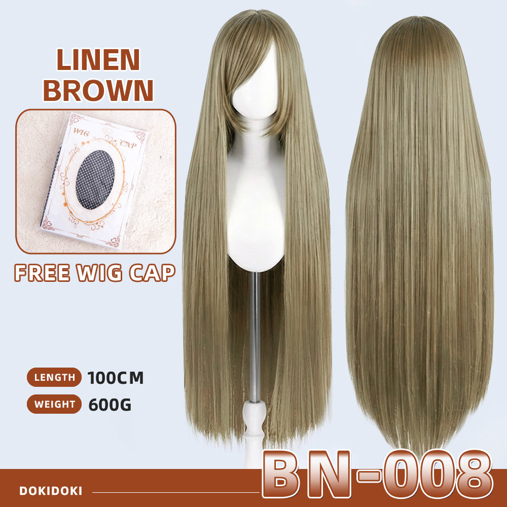 【Partially Ready For Ship】【Brown】DokiDoki Cosplay Wig Basic Wig Long Straight Brown 100 CM Hair Wig Base