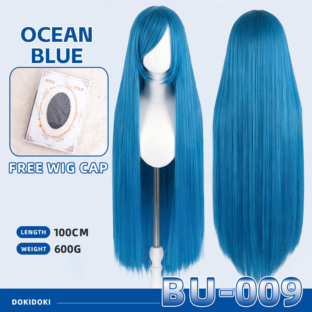 【Partially Ready For Ship】【Blue】DokiDoki Cosplay Wig Basic Wig Long Straight Blue 100 CM Hair Wig Base