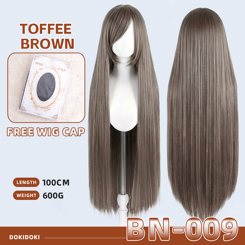 【Partially Ready For Ship】【Brown】DokiDoki Cosplay Wig Basic Wig Long Straight Brown 100 CM Hair Wig Base