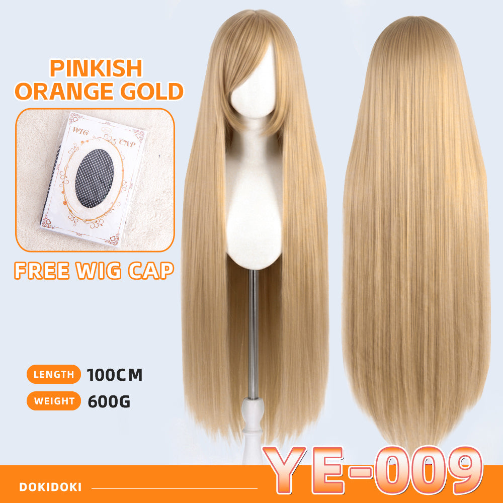 【Partially Ready For Ship】【Yellow】DokiDoki Cosplay Wig Basic Wig Long Straight Yellow 100 CM Hair Wig Base