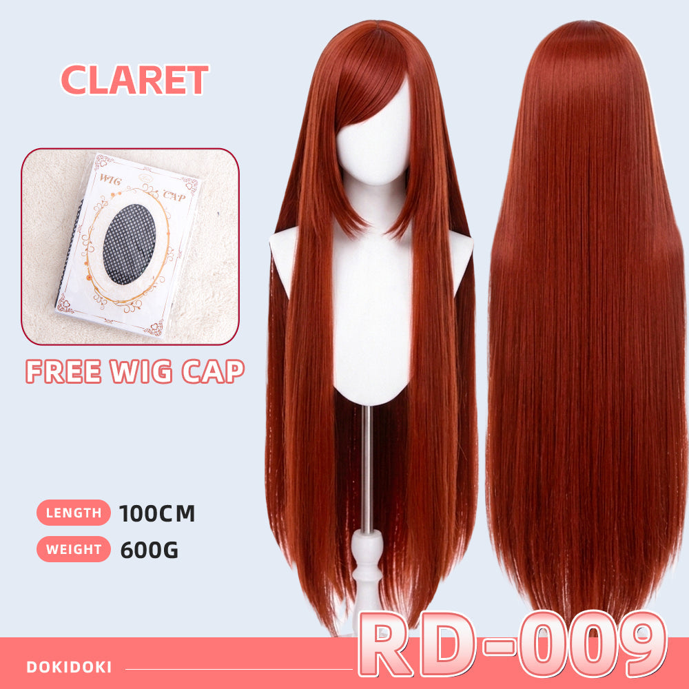【Partial Ready For Ship】【Red】DokiDoki Cosplay Wig Basic Wig Long Straight Red 100 CM Hair Wig Base