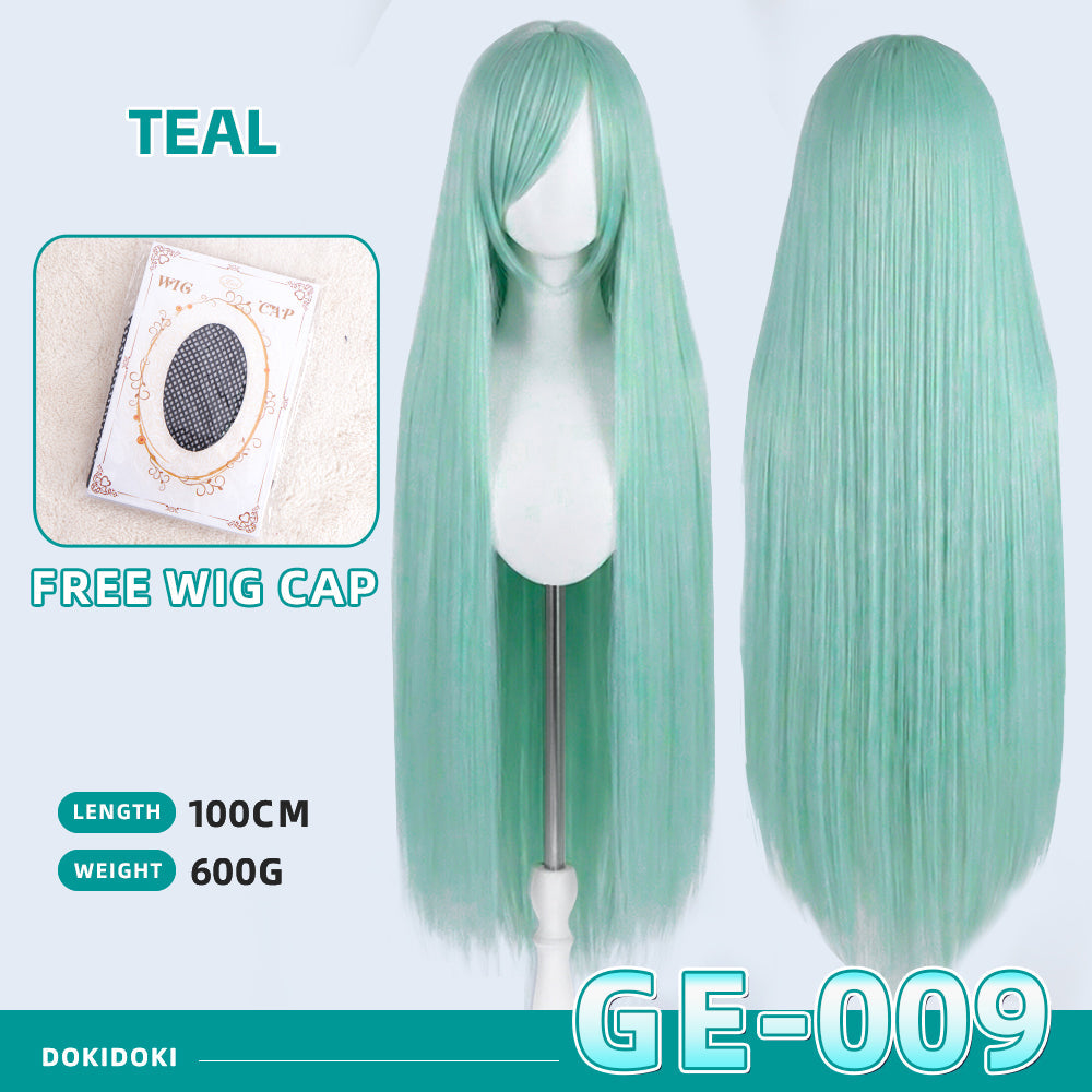 【Partially Ready For Ship】【Green】DokiDoki Cosplay Wig Basic Wig Long Straight Green 100 CM Hair Wig Base