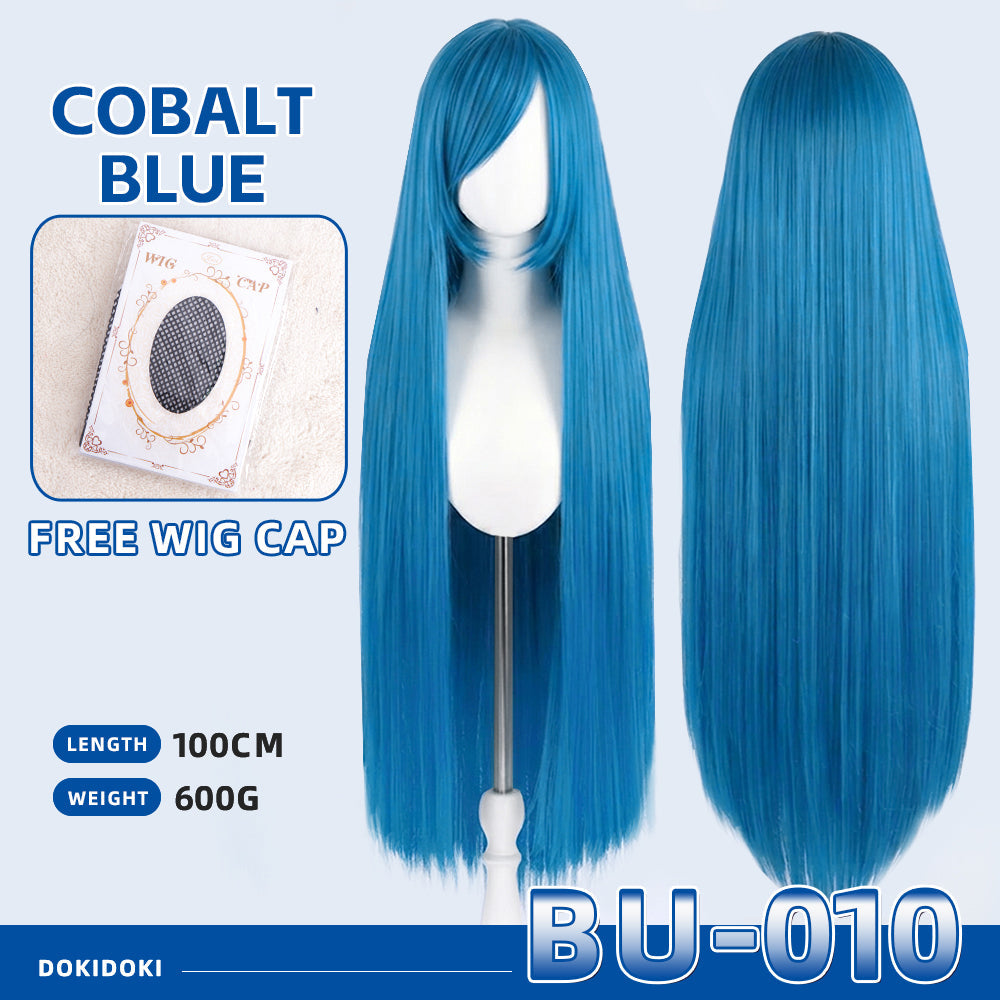 【Partially Ready For Ship】【Blue】DokiDoki Cosplay Wig Basic Wig Long Straight Blue 100 CM Hair Wig Base