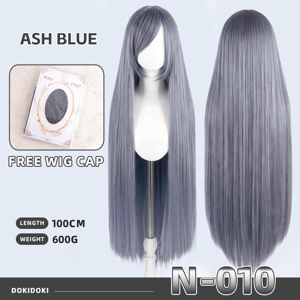 【Partially Ready For Ship】DokiDoki Cosplay Wig Basic Wig Long Straight Black White Silver 100 CM Hair Wig Base