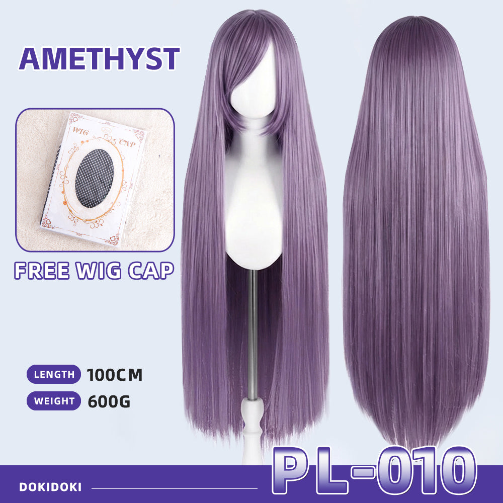 【Partially Ready For Ship】【Purple】DokiDoki Cosplay Wig Basic Wig Long Straight Purple 100 CM Hair Wig Base