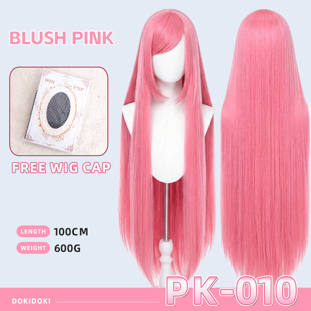 【Ready For Ship】【Pink】DokiDoki Cosplay Wig Basic Wig Long Straight Pink 100 CM Hair Wig Base