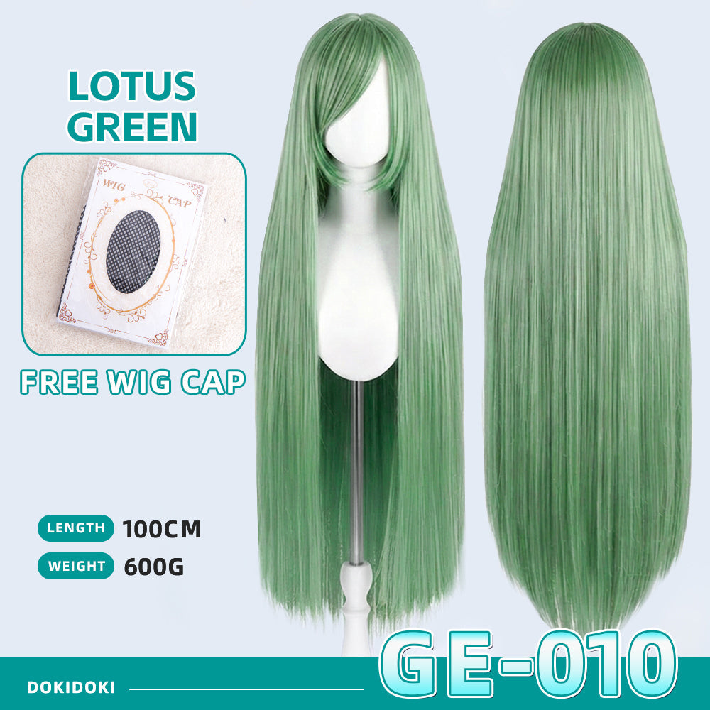 【Partially Ready For Ship】【Green】DokiDoki Cosplay Wig Basic Wig Long Straight Green 100 CM Hair Wig Base