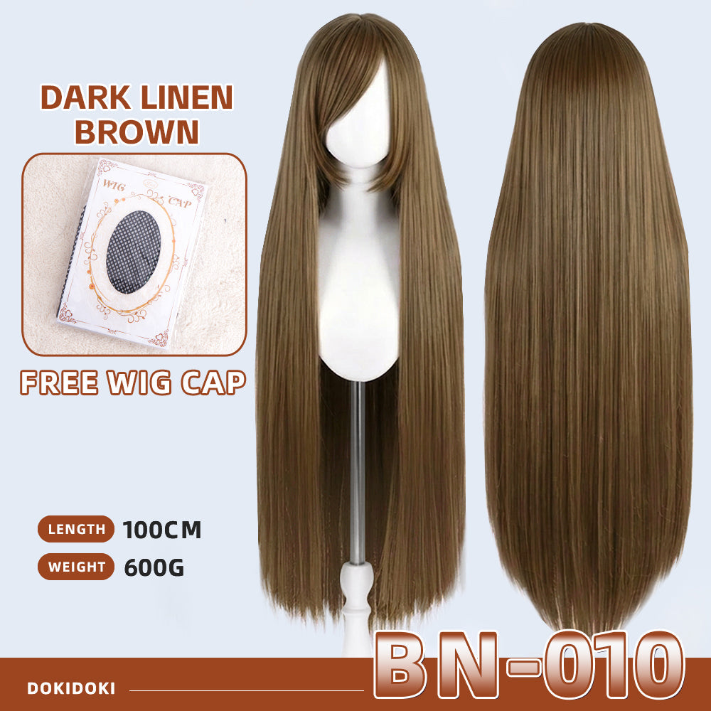 【Partially Ready For Ship】【Brown】DokiDoki Cosplay Wig Basic Wig Long Straight Brown 100 CM Hair Wig Base