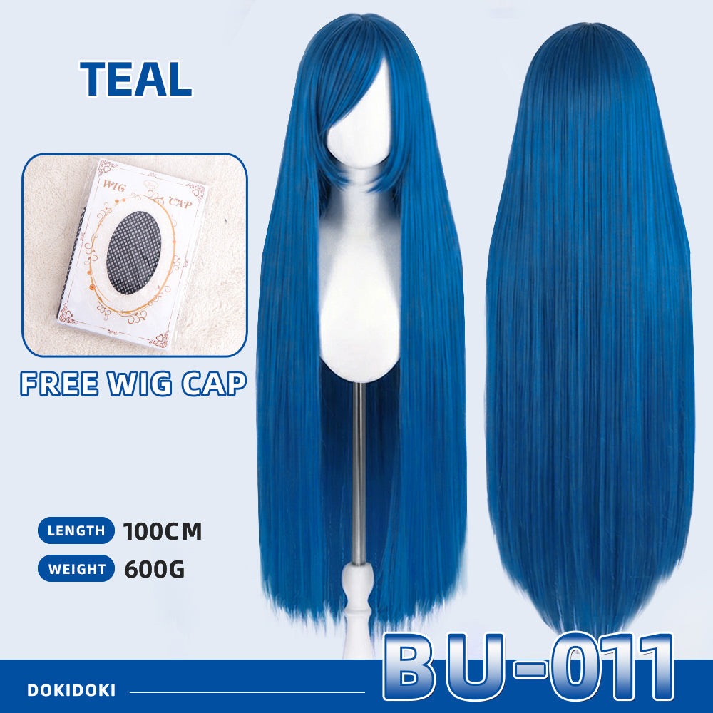 【Partially Ready For Ship】【Blue】DokiDoki Cosplay Wig Basic Wig Long Straight Blue 100 CM Hair Wig Base