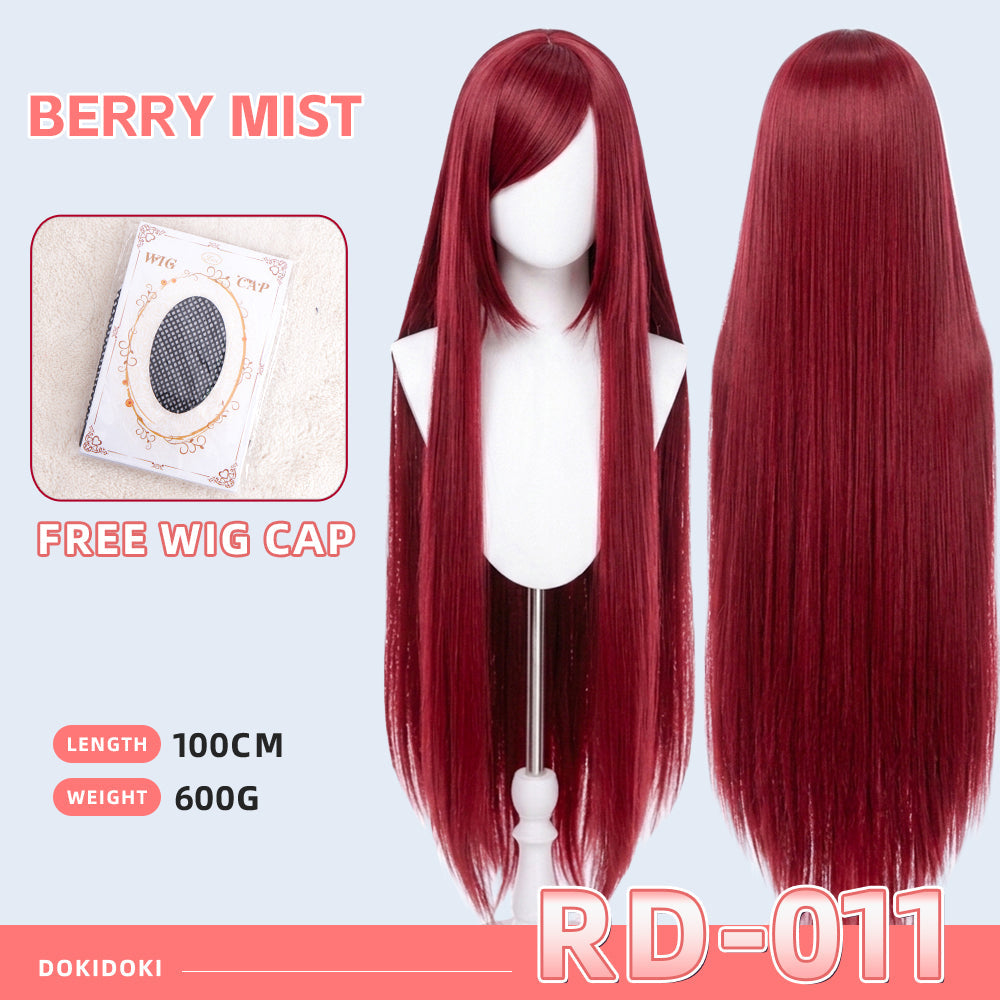 【Partial Ready For Ship】【Red】DokiDoki Cosplay Wig Basic Wig Long Straight Red 100 CM Hair Wig Base