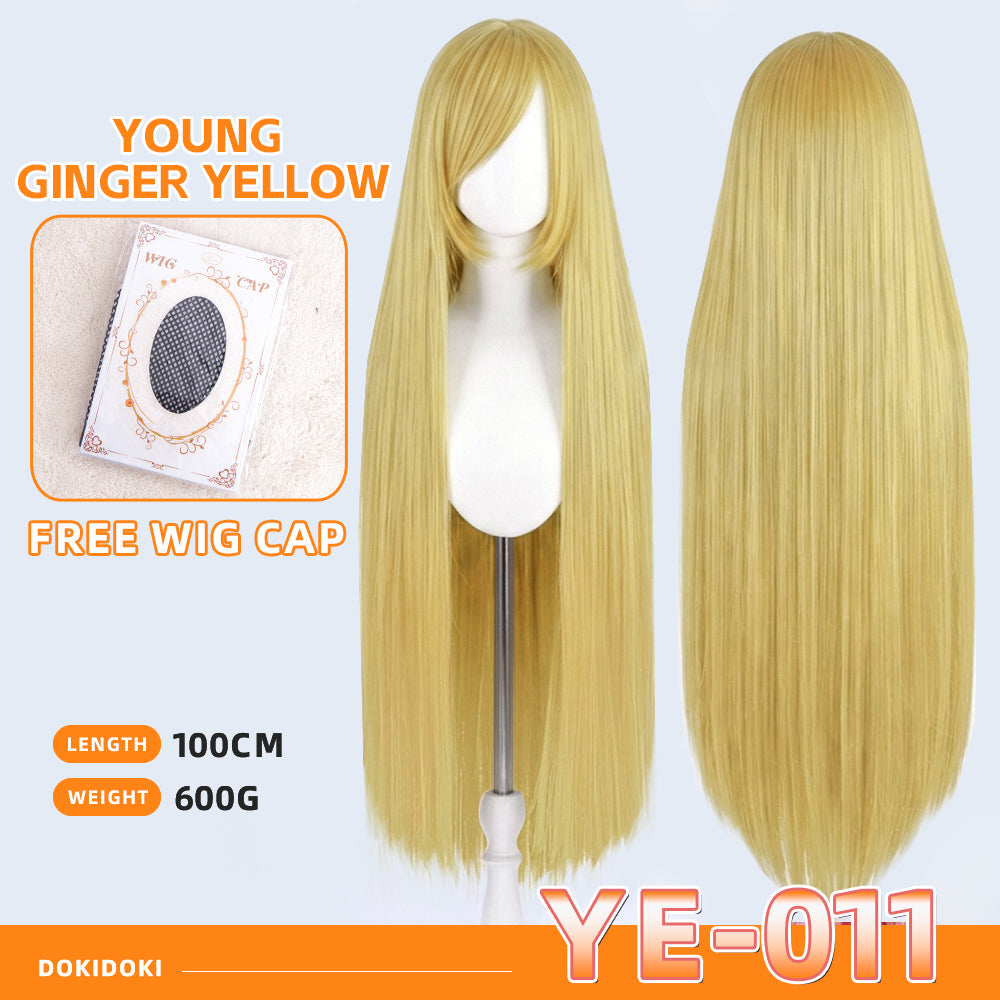 【Partially Ready For Ship】【Yellow】DokiDoki Cosplay Wig Basic Wig Long Straight Yellow 100 CM Hair Wig Base