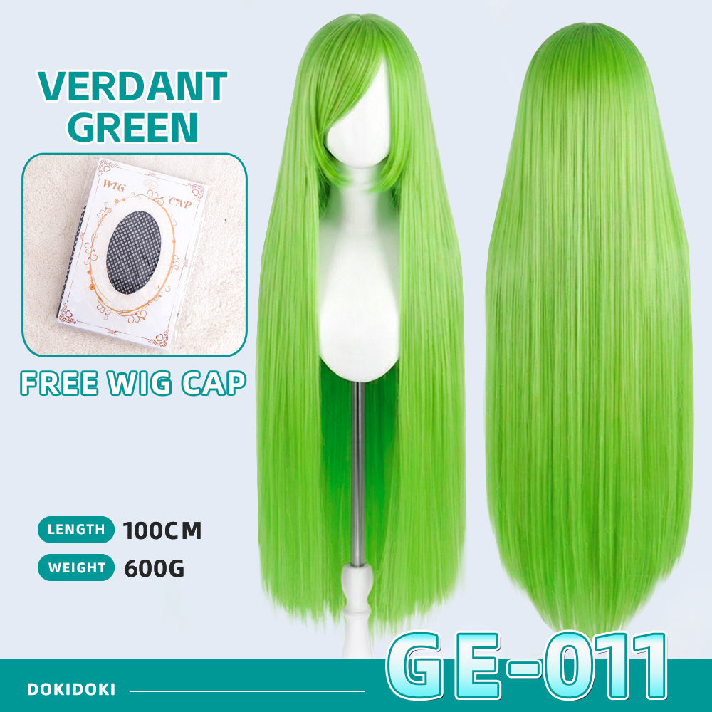 【Partially Ready For Ship】【Green】DokiDoki Cosplay Wig Basic Wig Long Straight Green 100 CM Hair Wig Base