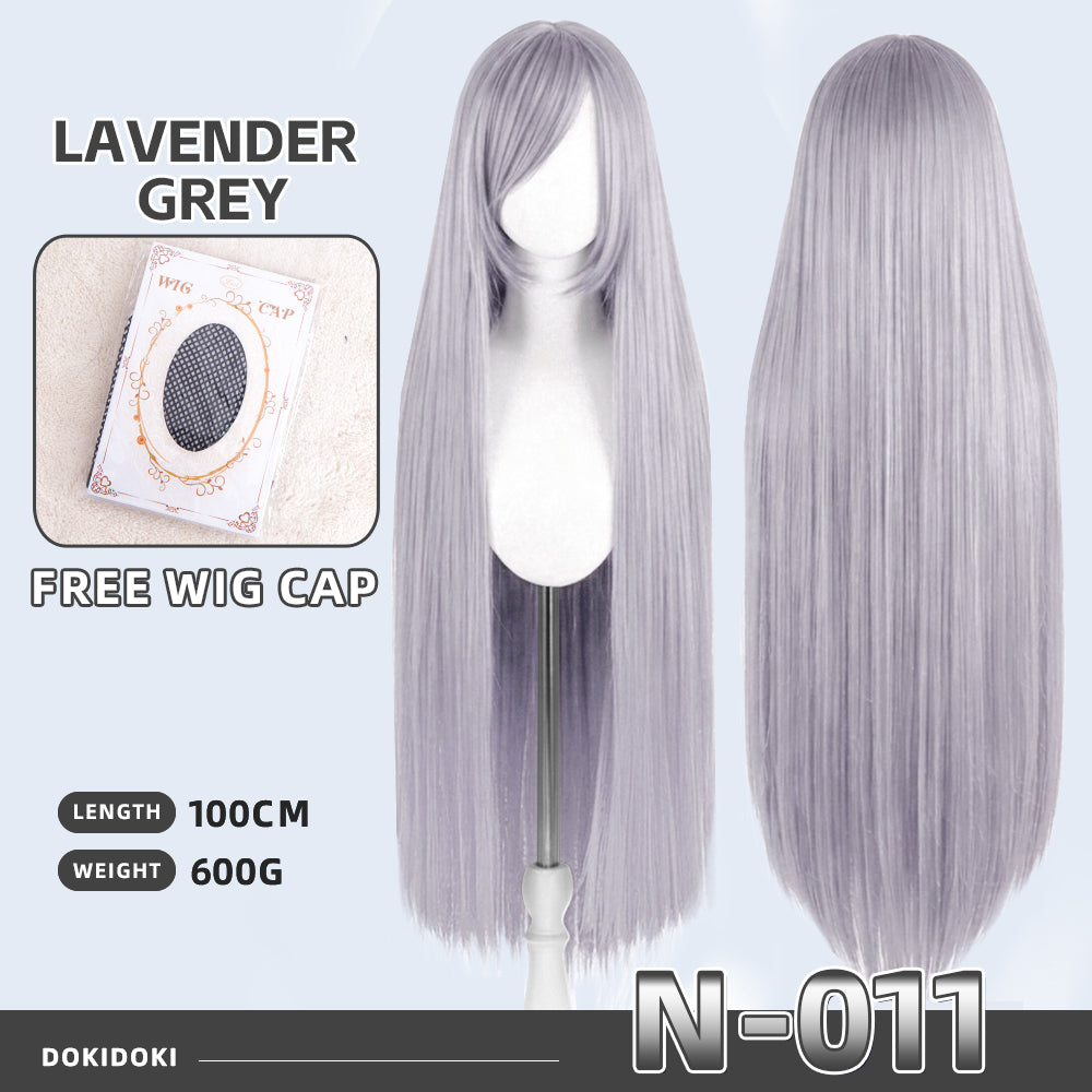 【Partially Ready For Ship】DokiDoki Cosplay Wig Basic Wig Long Straight Black White Silver 100 CM Hair Wig Base
