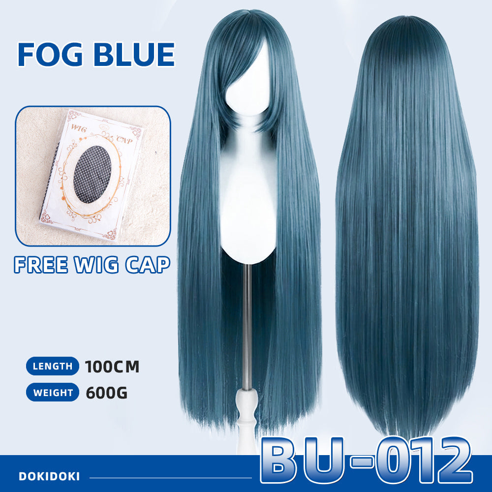 【Partially Ready For Ship】【Blue】DokiDoki Cosplay Wig Basic Wig Long Straight Blue 100 CM Hair Wig Base